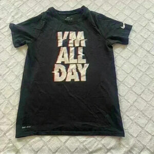 Boys Nike T-shirt youth M Athletic Cut Black Dri-fit breathable “I’m All Day”